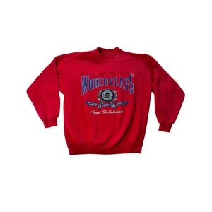 Vintage I.O.U. World Class Sweatshirt Red 90s Graphic Pullover Mens XL